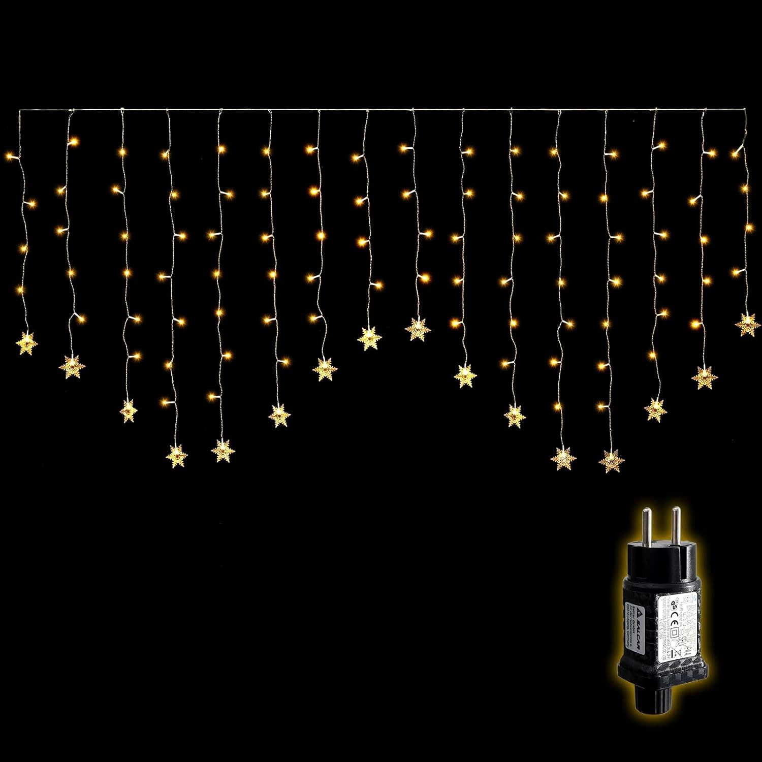 Salcar LED-Lichtervorhang 2M LED Schneeflocke Lichtervorhang günstig online kaufen