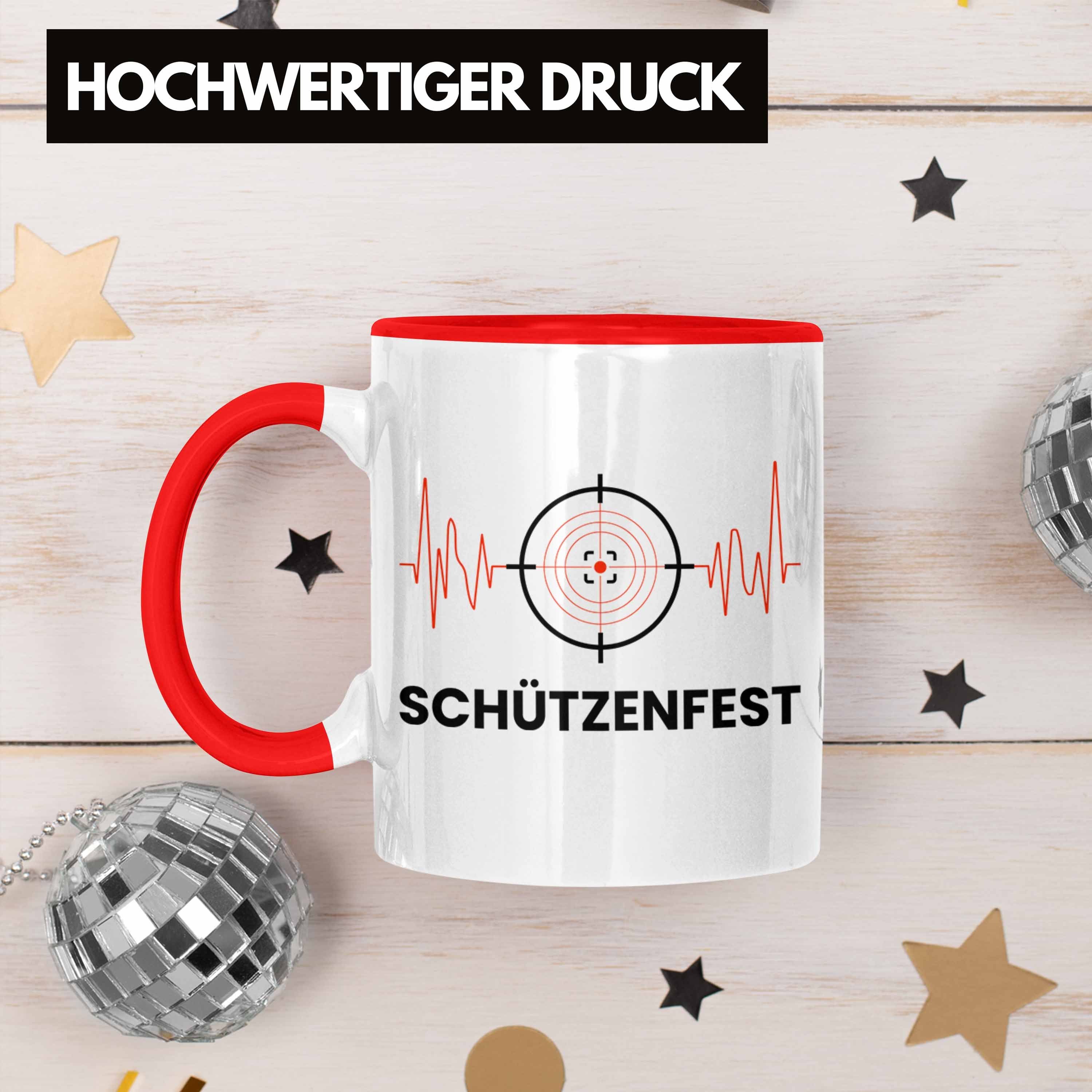 Geschenkidee Tasse Sportschütze Geschenk Rot Tasse Trendation Schütze Schützenfest