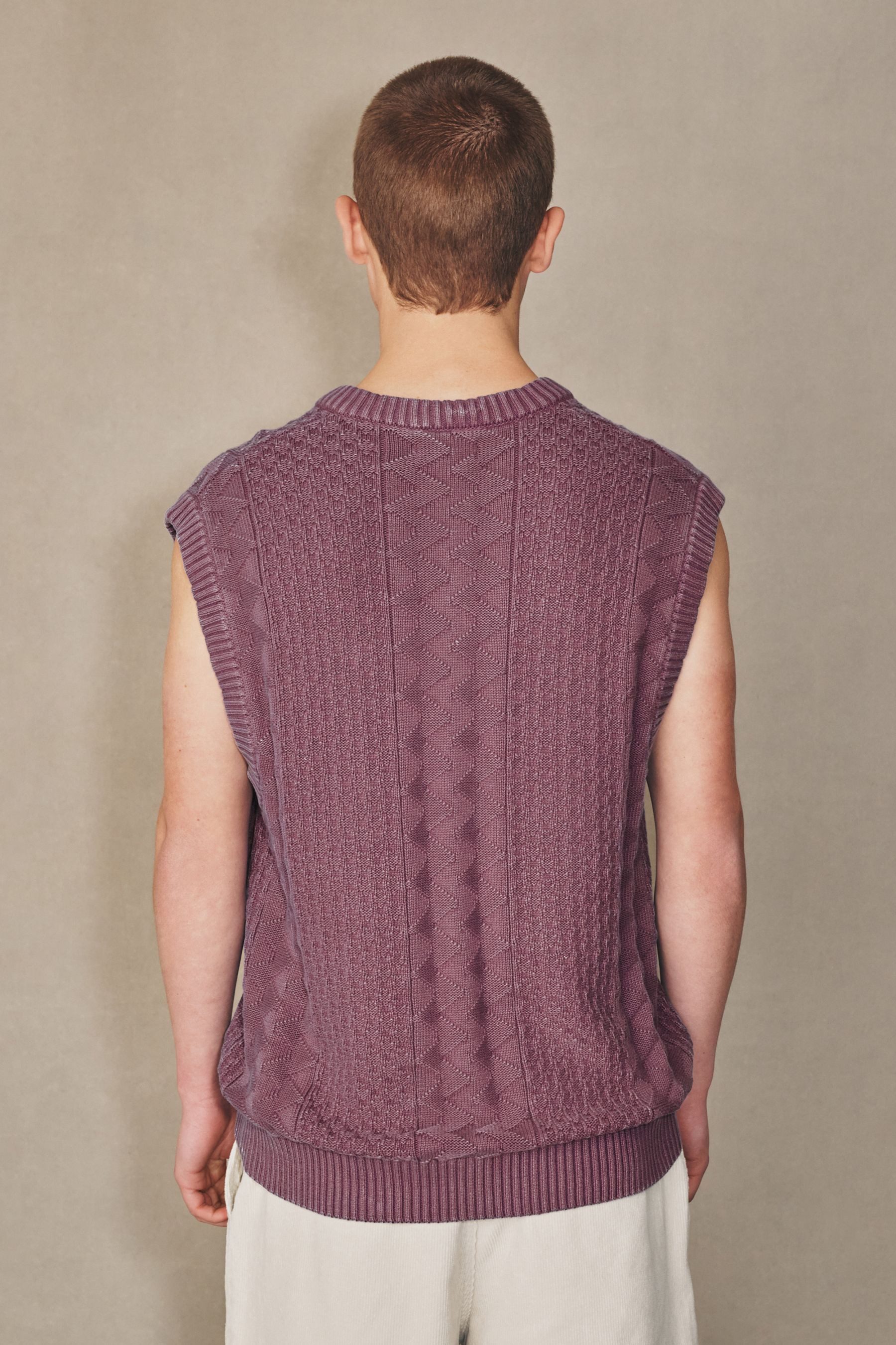 Next Trägertop EDIT Strick-Tanktop, Zopfmuster + Acid-Waschung (1-tlg)