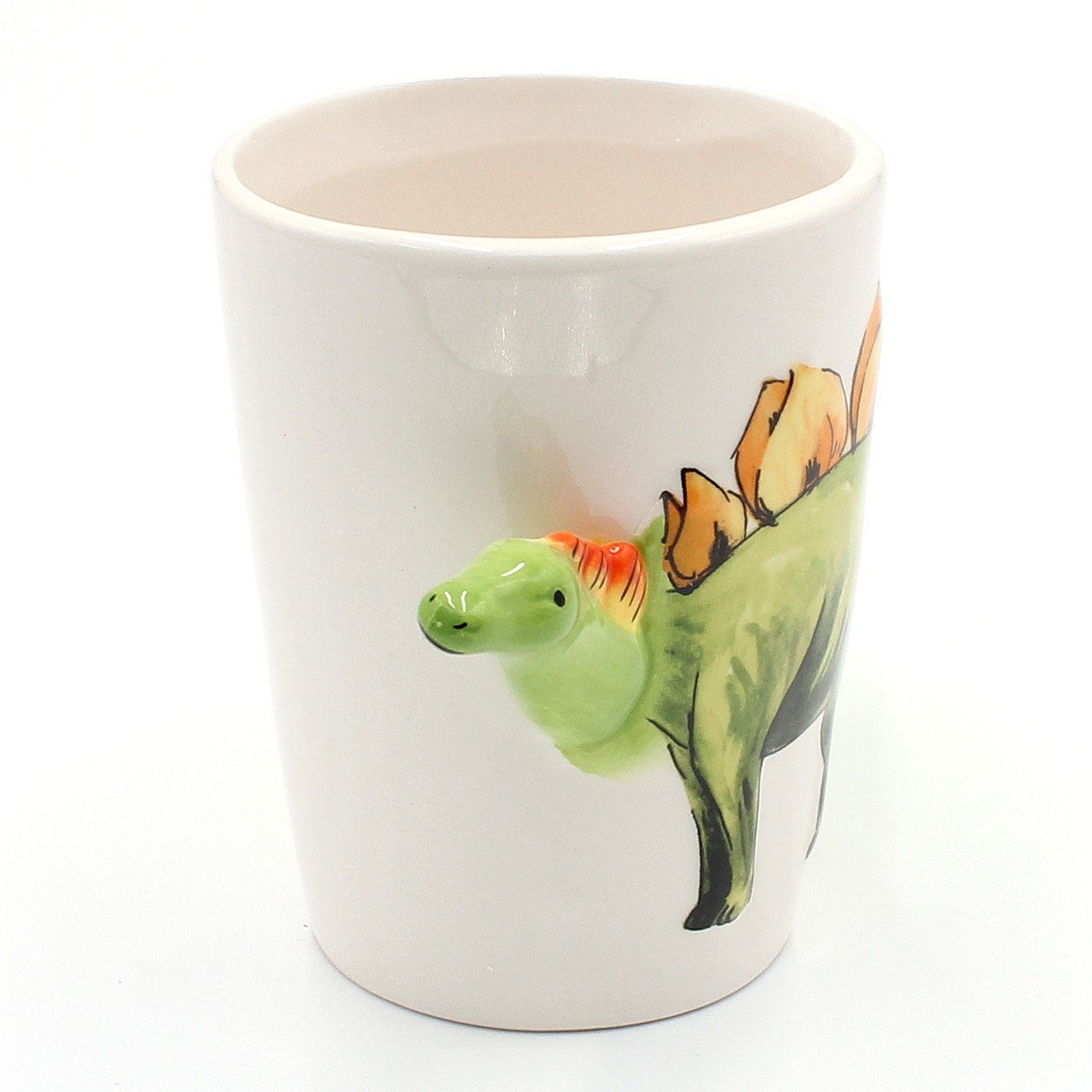 Dekohelden24 Dino Keramik mit Kaffeebecher versch. aus Kaffeetasse Motive, Porzellan hellgrün Tasse