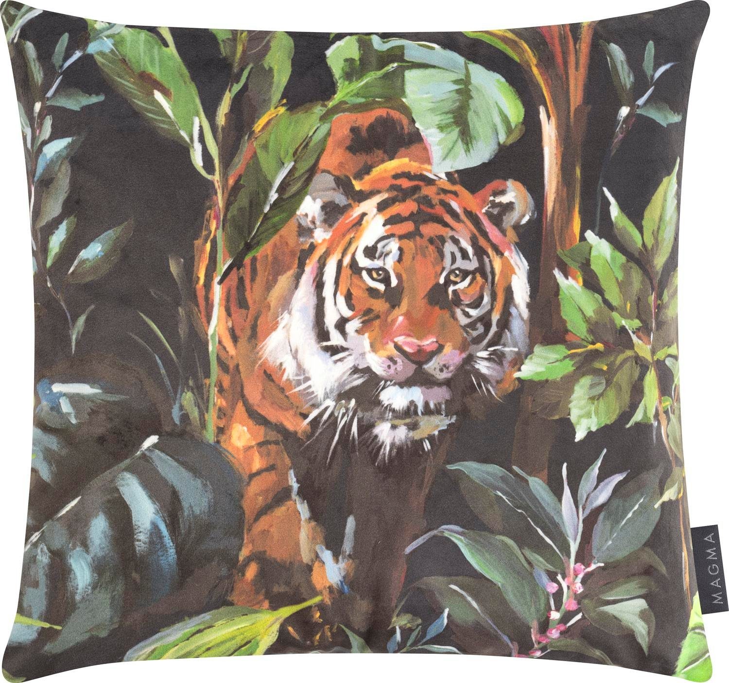 Kissenhülle »Tiger im Dschungel Kissenhülle Kissenbezug Nalani 40x40cm  samtig weich kuschelig Digitaldruck beidseitig«, Magma Heimtex
