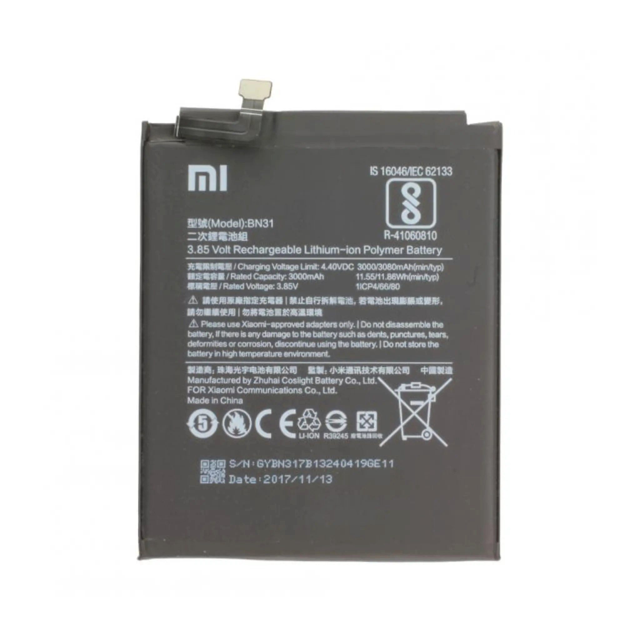 Xiaomi Akku BN31 Li-Ion-Polymer 3.85 Volt 3000 mAh Handy-Akku 3000 mAh