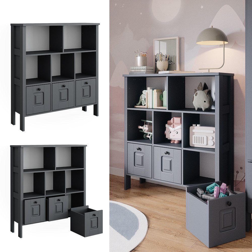 VitaliSpa® Bücherregal Ajaton, Grau, 103.6 x 113.4 cm, 1-tlg. günstig online kaufen