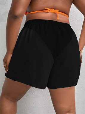 AFAZ New Trading UG Shorts Lockerer, einfarbiger, sexy Mesh-Badeanzug für Damen Schwarz Sportliche Boxershorts-Bademode mit hoher Taille