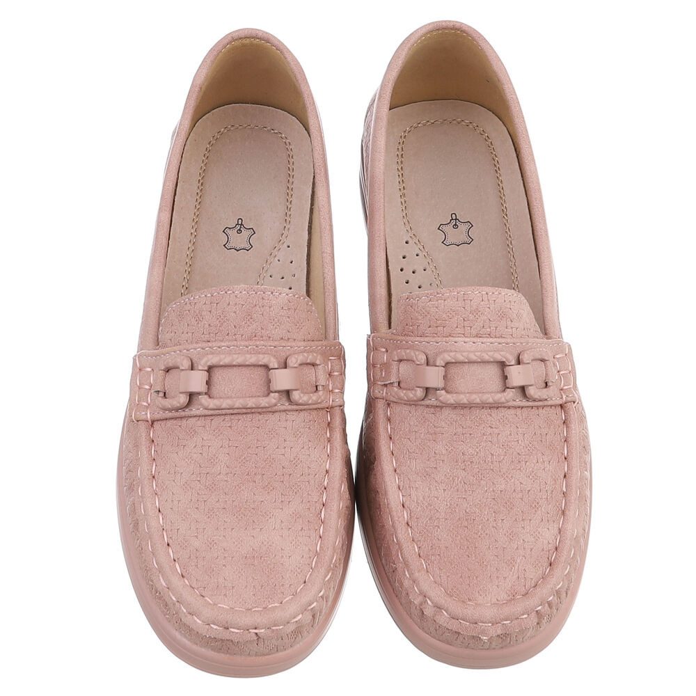 Ital-Design Damen Mokassin Slipper mit Zierriegel und Komfortsohle Slipper (91849457) Keilabsatz/Wedge Mokassins in Altrosa – Bild 4 von 5