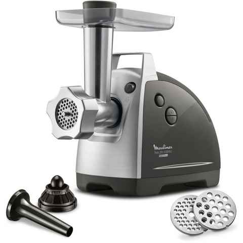 Moulinex Fleischwolf ME6868 Meat Mincer, 2200 W, 4 Zubehörteile inbegriffen, sicheres Reverse-System, schwarz/silber