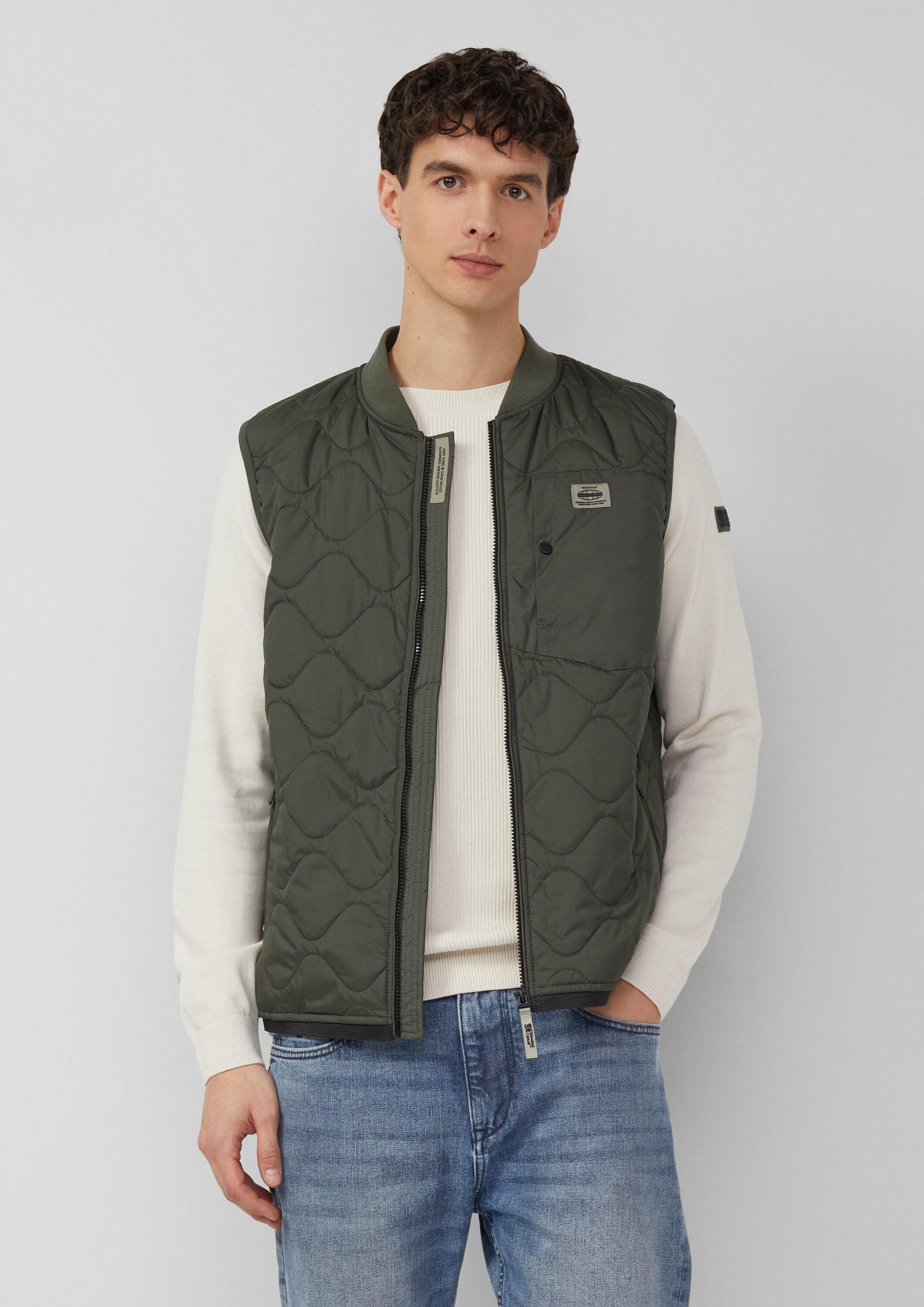 s.Oliver Outdoorjacke Outdoor-Weste Leichte Steppweste mit Bomberkragen im Workwear-Stil