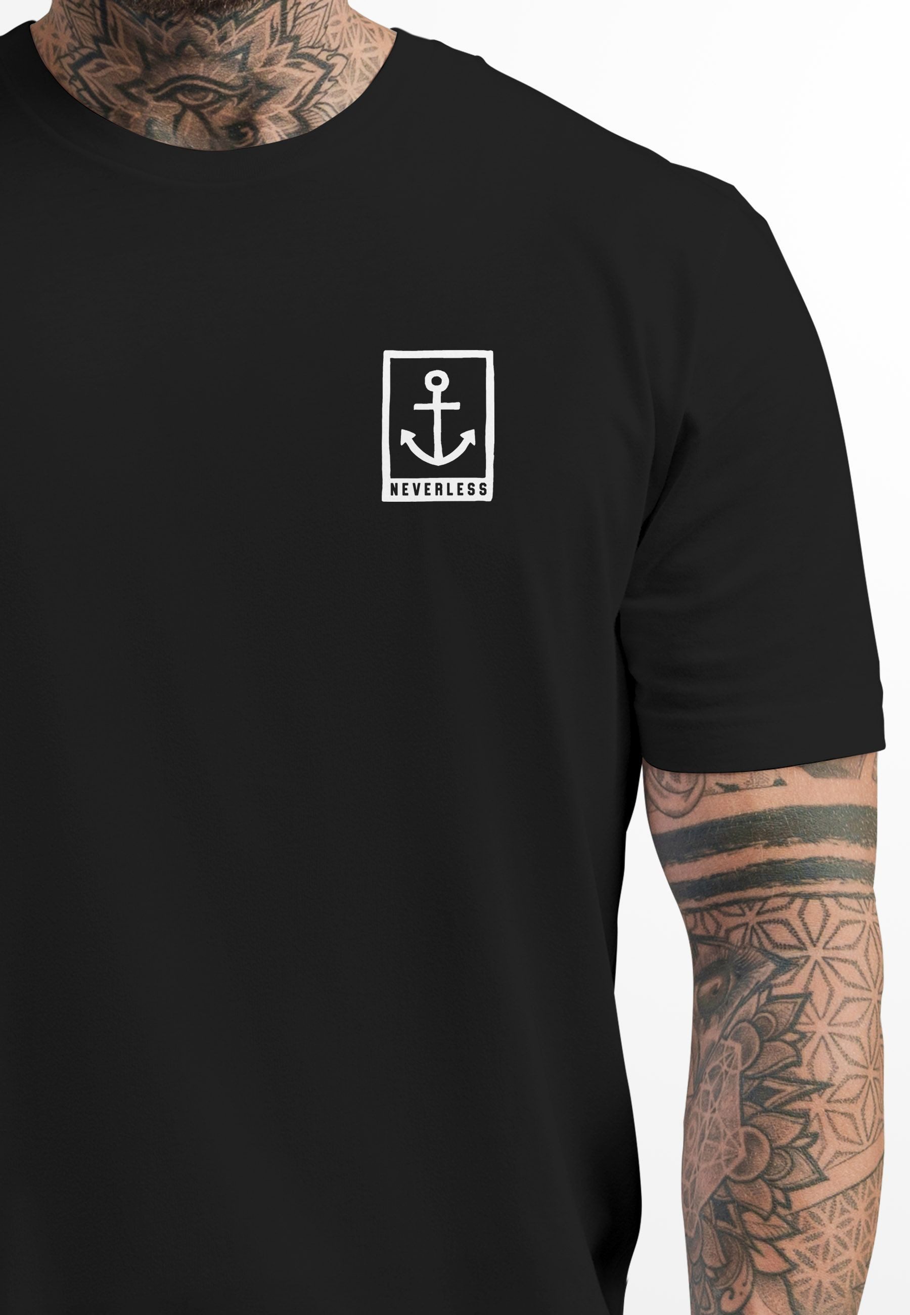 Neverless Print-Shirt Herren T-Shirt Anker Motiv Brust Batch Logo Fashion S günstig online kaufen