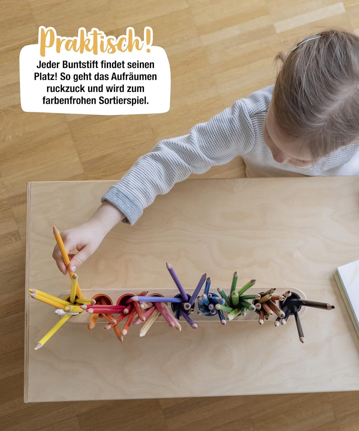 Ehrenkind Badorganizer Buntstifthalter aus Massivholz nach Montessori, Kinder (1 St., Schreibtischorganizer), aus FSC® zertifizierten Holz