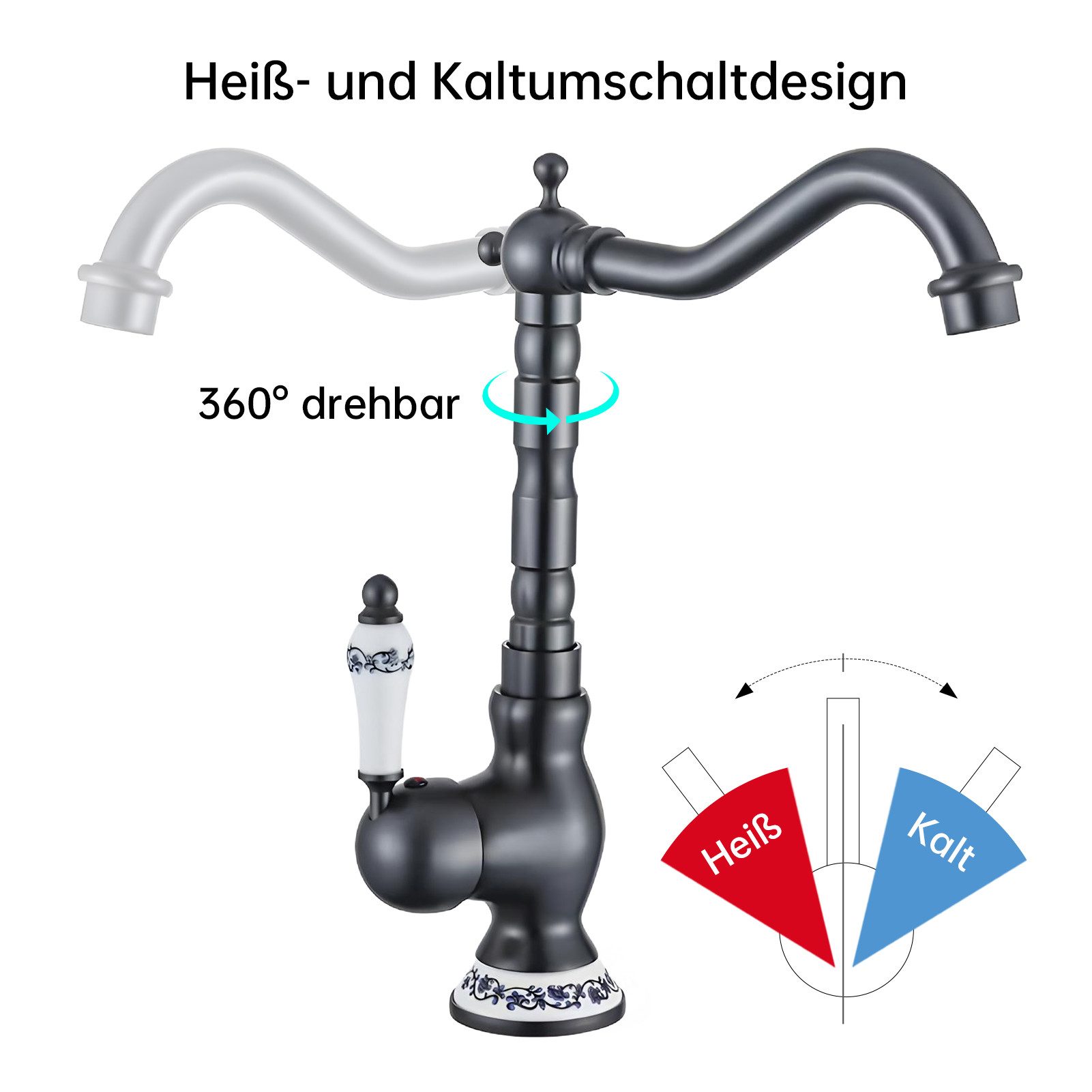 SEHAUSEU Waschtischarmatur Wasserhahn Bad Küche Waschbeckenarmatur Badarmaturen Küchenarmatur Hochdruckarmatur – Bild 4 von 5