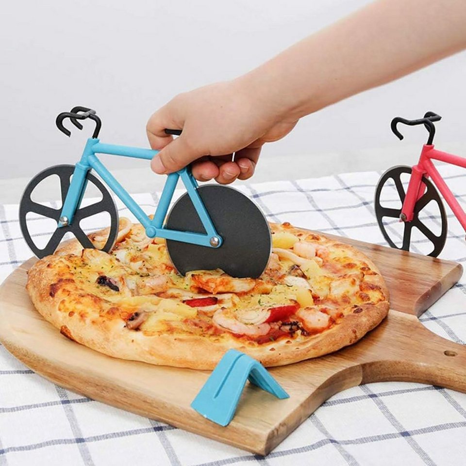 ZanMax Pizzaschneider Fahrrad-Pizzaschneiderad Antihaft-Doppelschneiderad