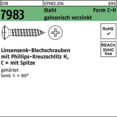 Reyher Schraube 2000er Pack Linsensenkblechschraube DIN 7983 PH C 2,9x16-H Stahl gehä