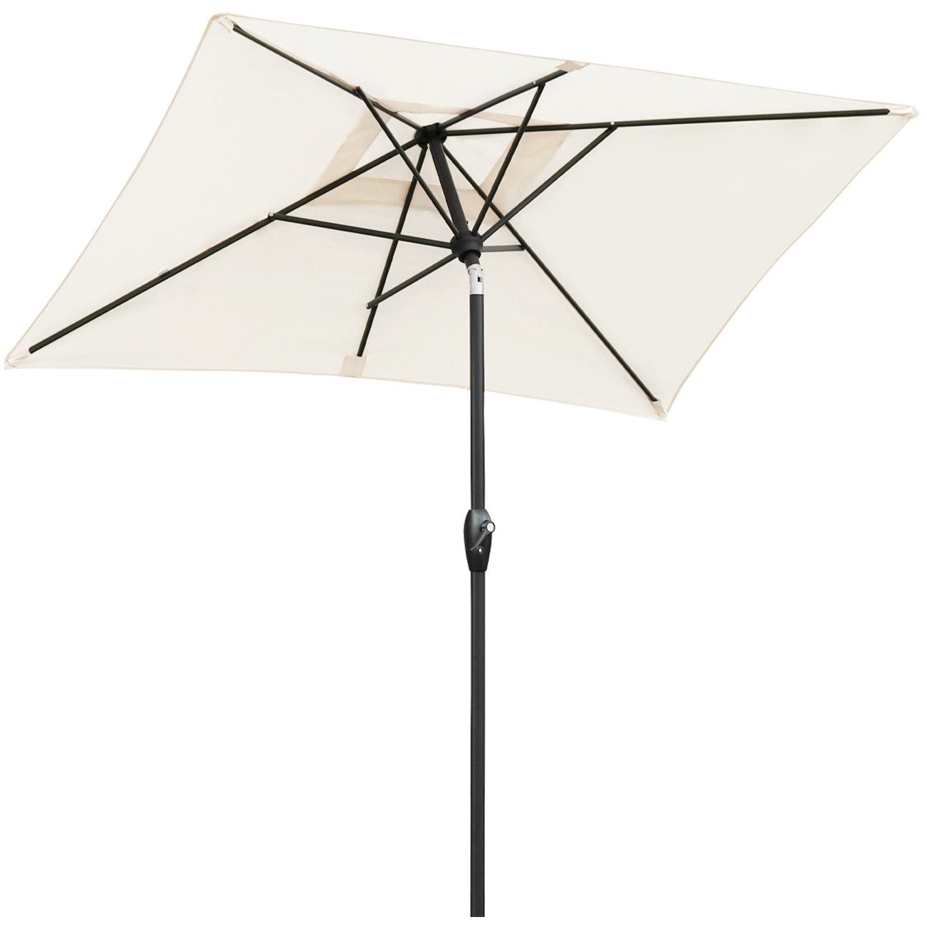 Sekey Sonnenschirm 210 x 140 cm Aluminum Sonnenschirm Rechteckig Marktschirm mit Kurbel, LxB: 210,00x140,00 cm, mit/ohne LED-Lichtern, Sonnenschutz UV50+, Gartenschirm Knickbar