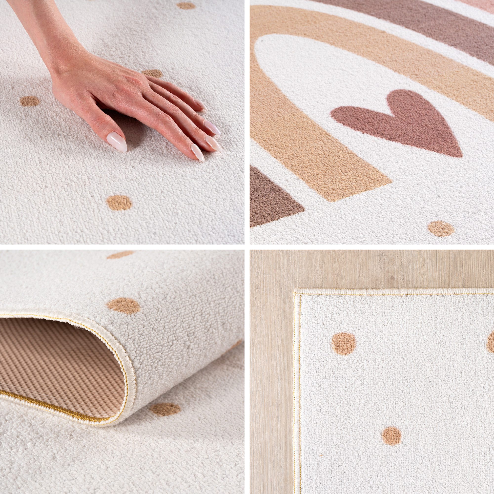 Teppium Teppich Regenbogen Liebe, Rund, Höhe: 5 mm, Teppich Kinderzimmer