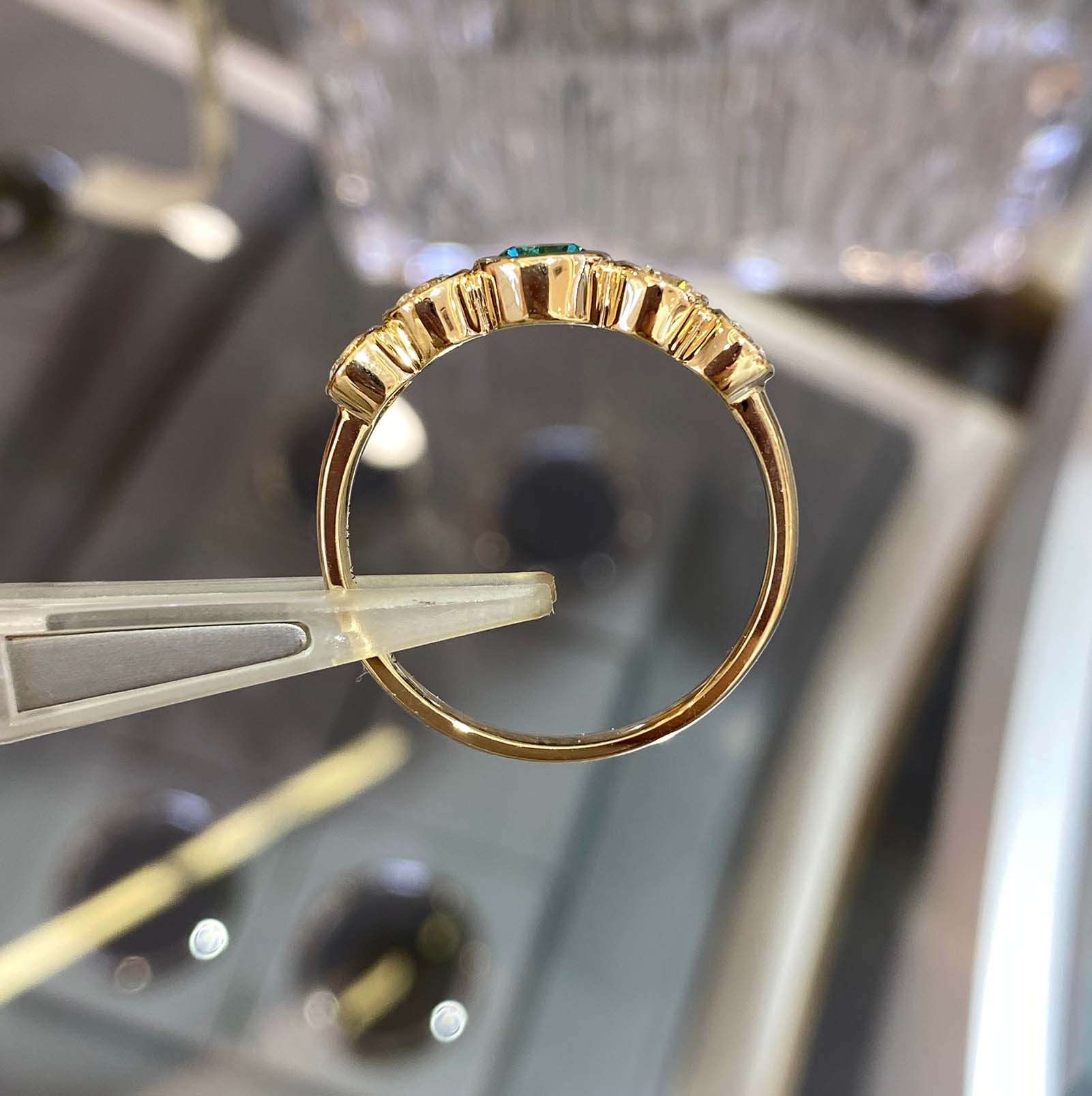 Jumpeak Diamantring Ring mit kultiviertem Smaragd und Diamanten,Ring Damen,Verlobungsring, Trauring,Promise Ring,Ring mit Stein,Damen Geschenk,Geschenk Schwester