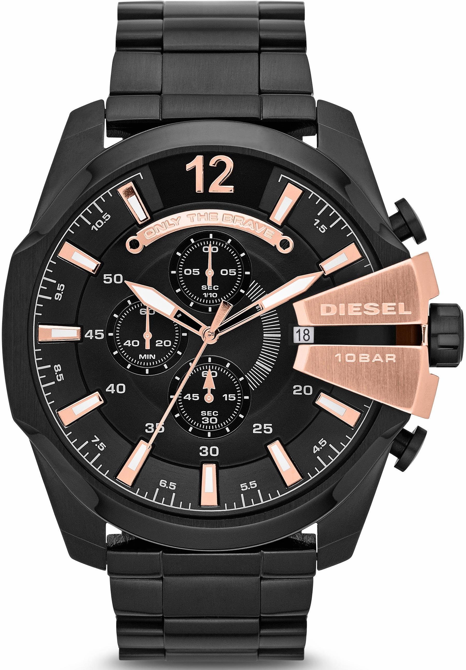 Diesel Chronograph MEGA CHIEF DZ4662, Quarzuhr, Armbanduhr, Herrenuhr, Stoppfunktion, Edelstahlarmband