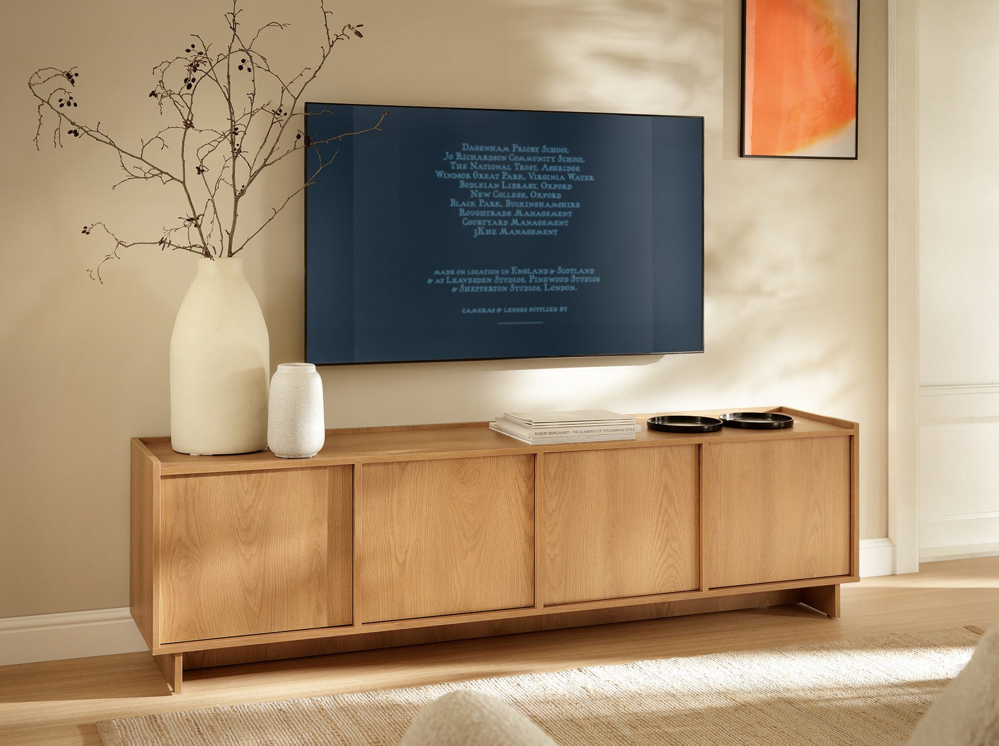 Compleo TV-Schrank eiche KELLOS, Lowboard 195 cm, Japandi design