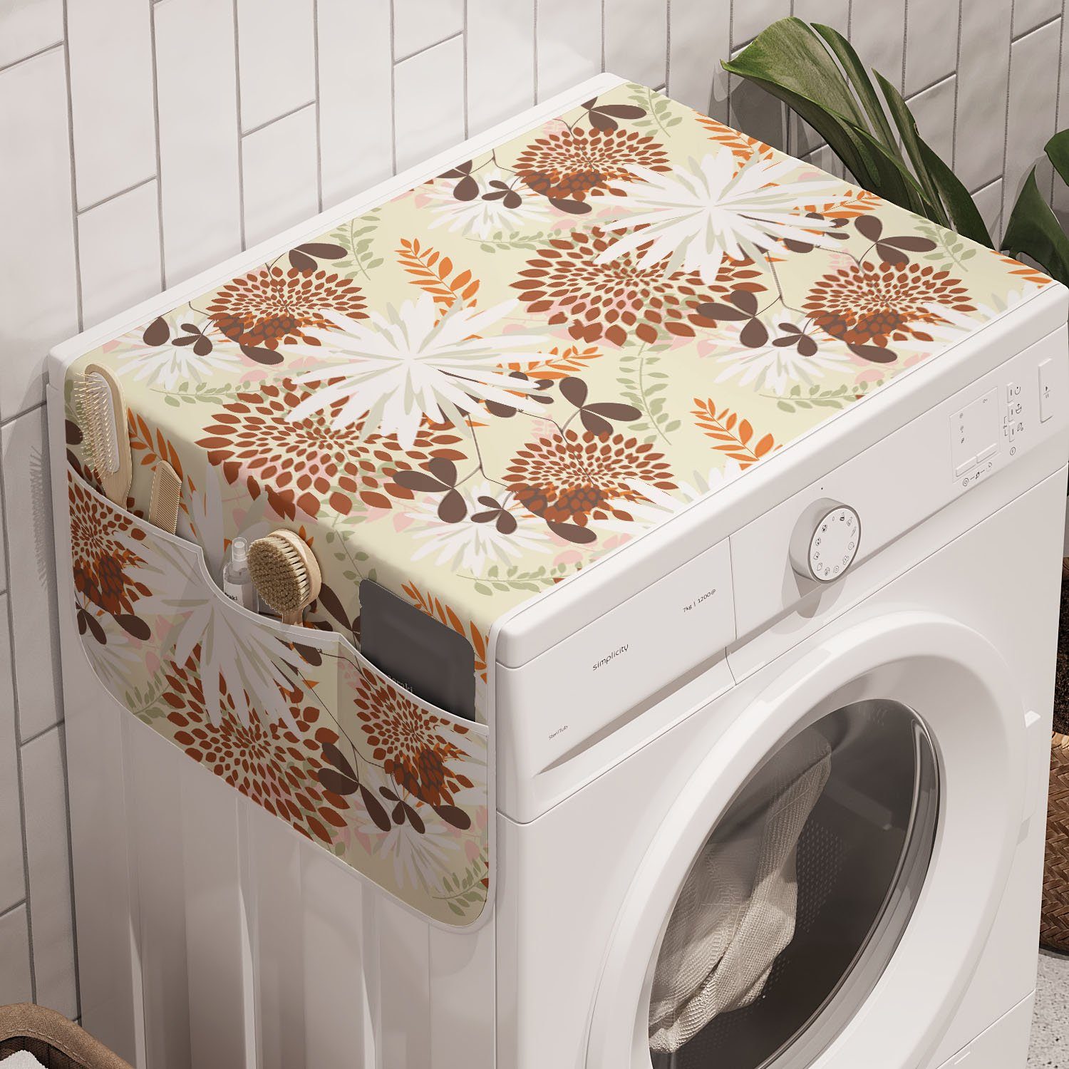 Waschmaschine Abakuhaus Frühlings des Badorganizer für Anti-Rutsch-Stoffabdeckung und Trockner, Blumen Blütenblätter