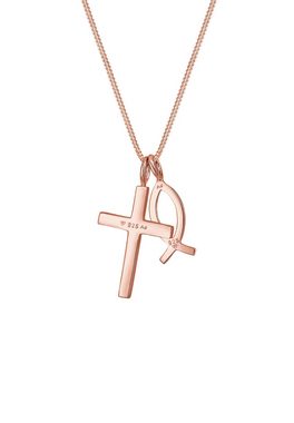 Elli Kette mit Anhänger Kreuz Fisch Symbol Religion 925 Silber, Fisch