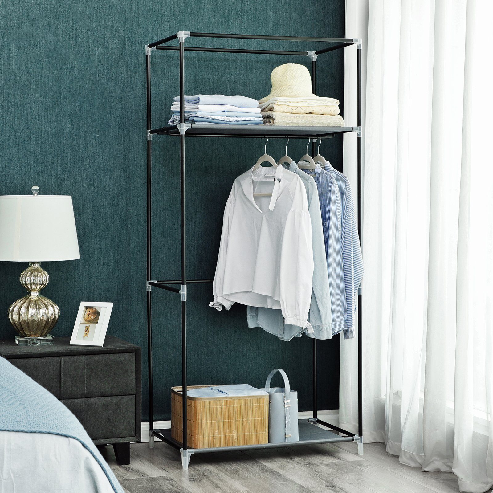 SONGMICS Stoffschrank Kleiderschrank, Faltschrank, Schlafzimmer, Ankleidezimmer, 75x45x160cm (mit Kleiderstange, Kleiderständer) Aufbewahrung für Taschen, Spiel – Bild 3 von 5