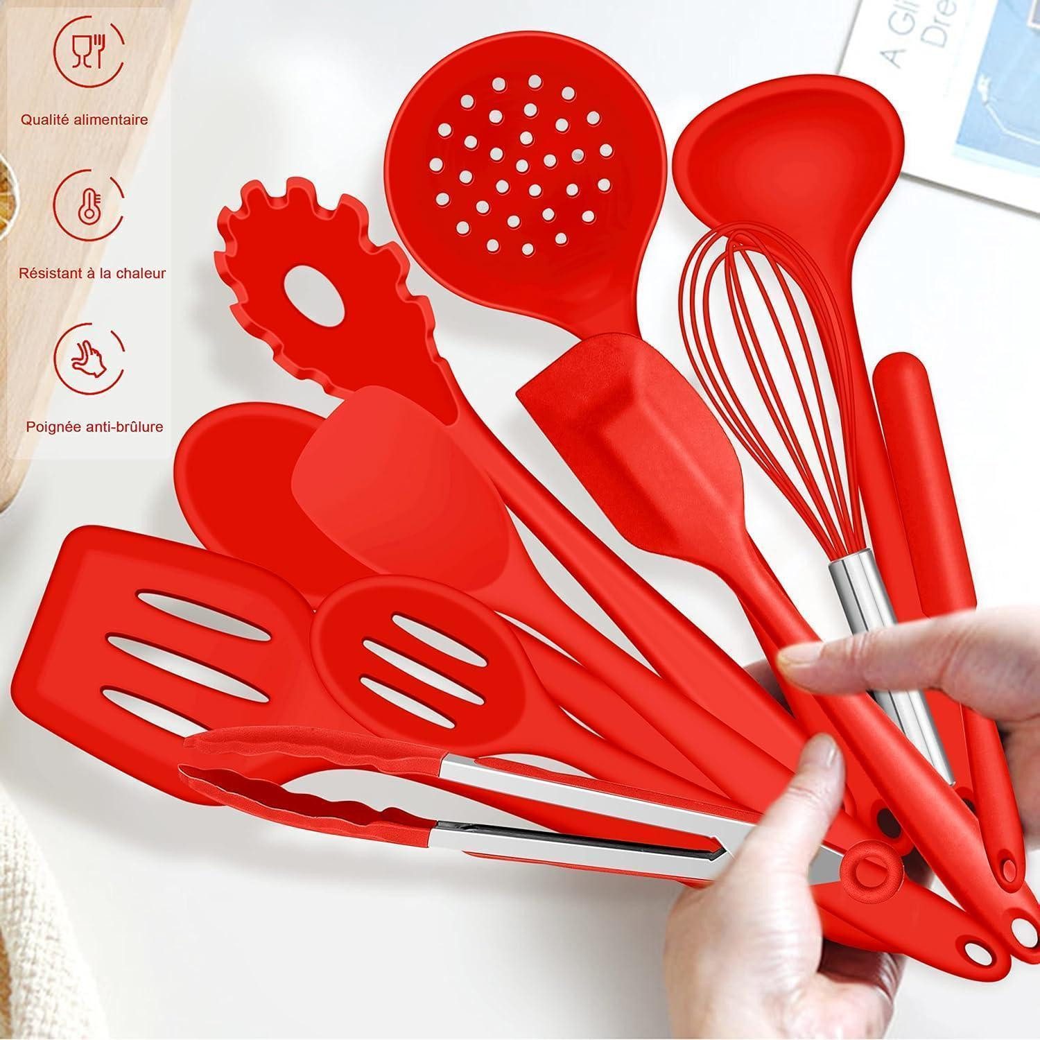 LuxusKollektion Kochbesteck-Set Küchenhelfer-Set 15-teilig Rot