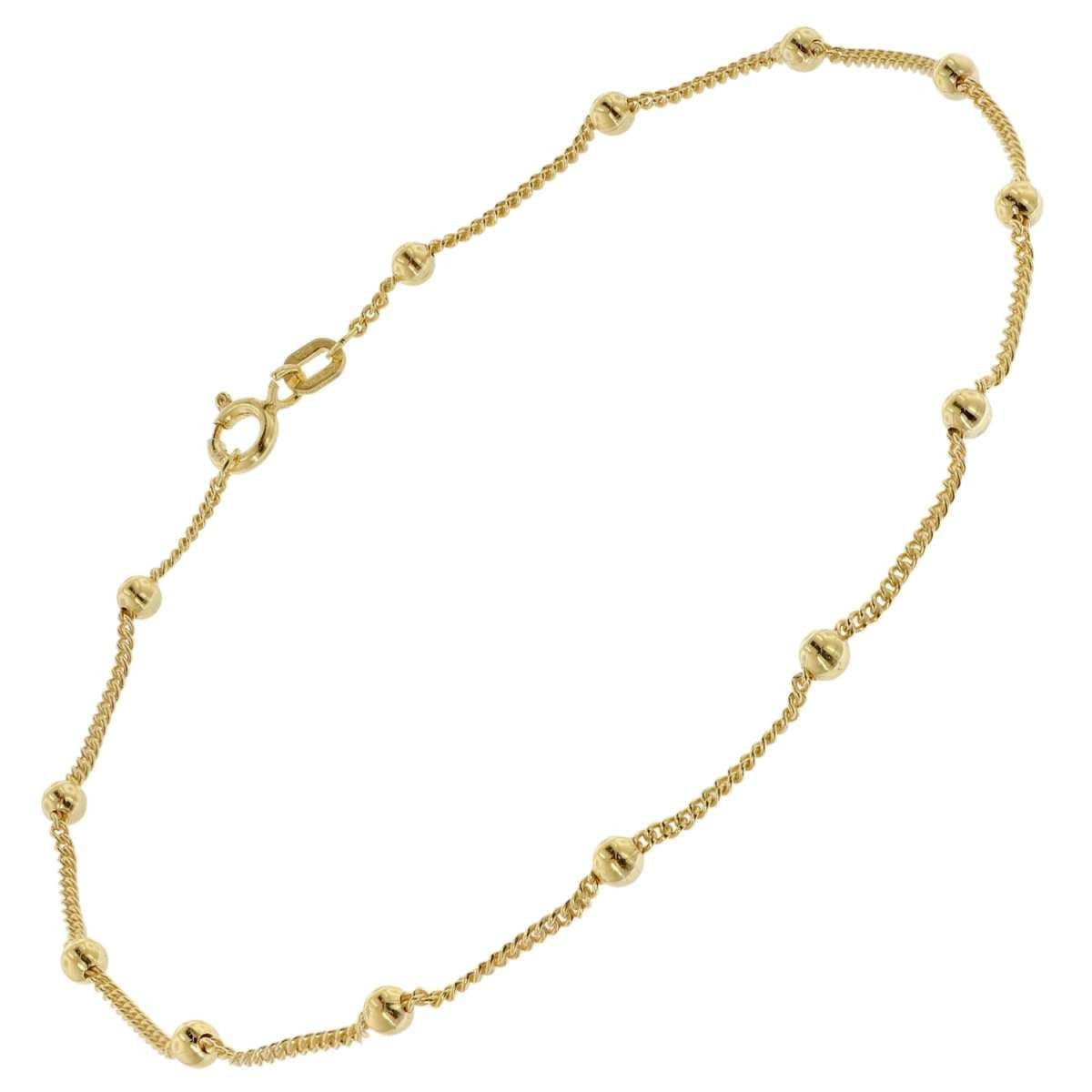 trendor Fußkette 21662, für Damen 925 Silber Vergoldet Kugelkette 25 cm