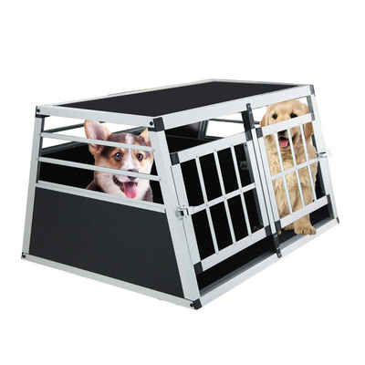 Thanaddo Transportbehälter Hundetransportbox, Alu Hundebox Reisebox Autobox für Hunde und Katze, in 2 versch