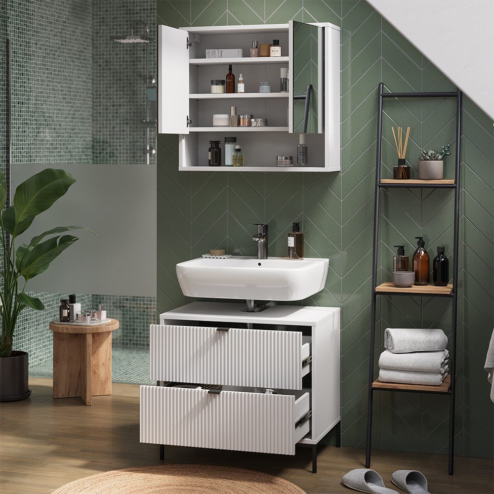 Vicco Waschbeckenunterschrank Eliza, Weiß, 70 x 63 cm mit 2 ausziehbaren Schubladen (1-St) – Bild 5 von 5