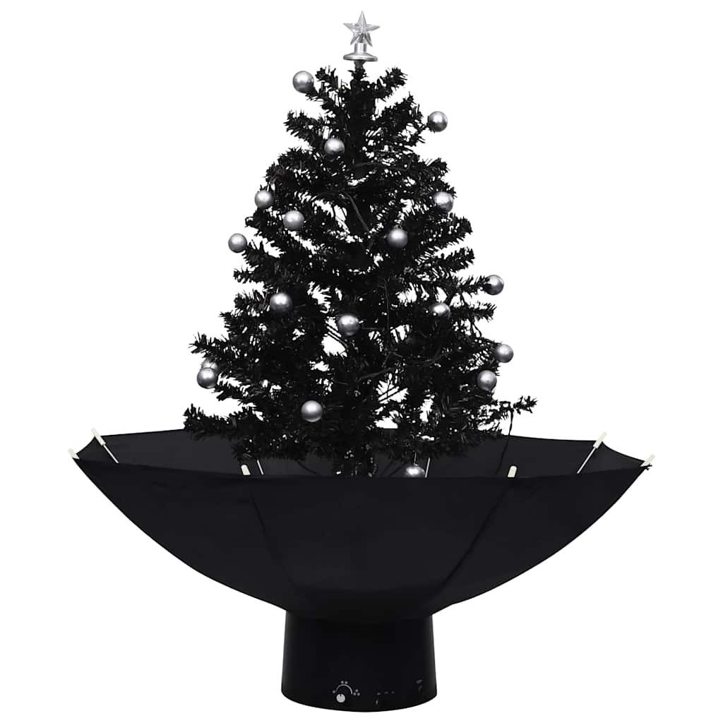furnicato Künstlicher Weihnachtsbaum Schwarzer künstlicher Weihnachtsbaum 75 cm mit LED-Lichtern und, Deko-Baum mit Musik, Kugeln und integrierter Pumpe für Innenräume