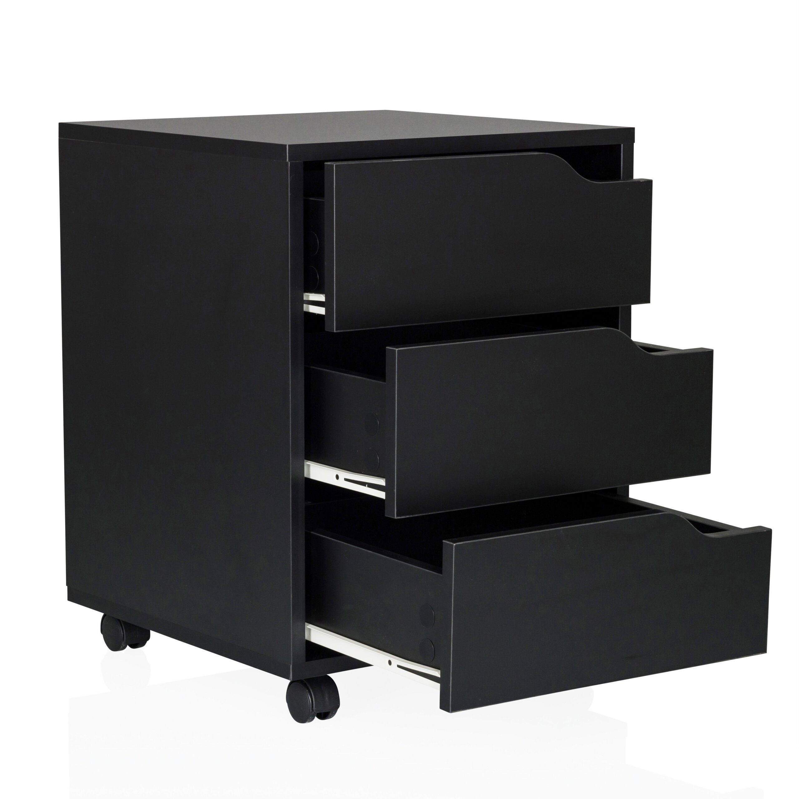 hjh OFFICE Rollcontainer ORGANISER Bürowagen H/B/T: 52.5 x 40.0 x 40.0 cm, Aktenschrank Schreibtisch mit Schubladen, Büro Kommode mit Rollen
