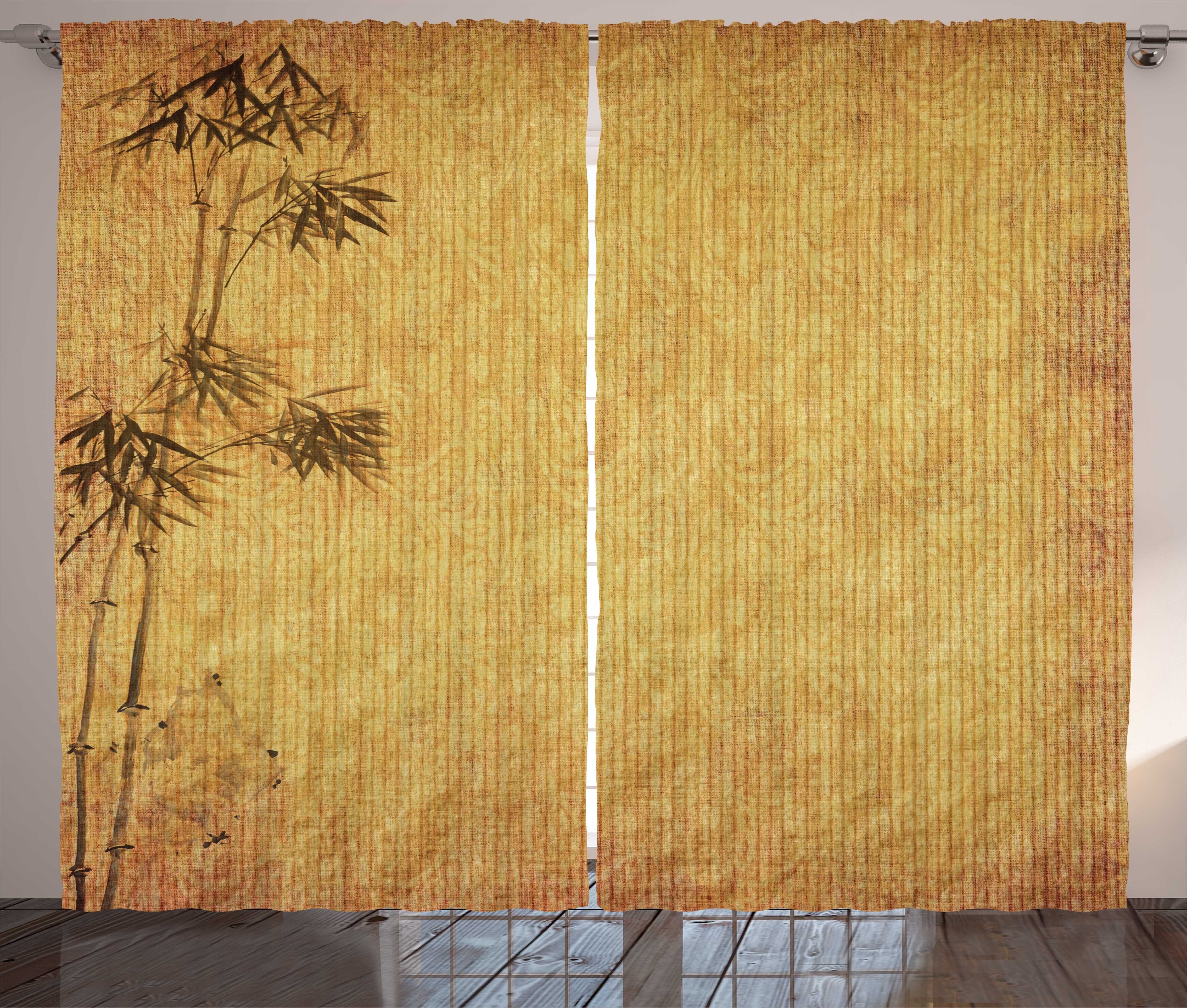 Gardine »Schlafzimmer Kräuselband Vorhang mit Schlaufen und Haken«,  Abakuhaus, japanisch Bambus-Kunst-Schmutz-Entwurf