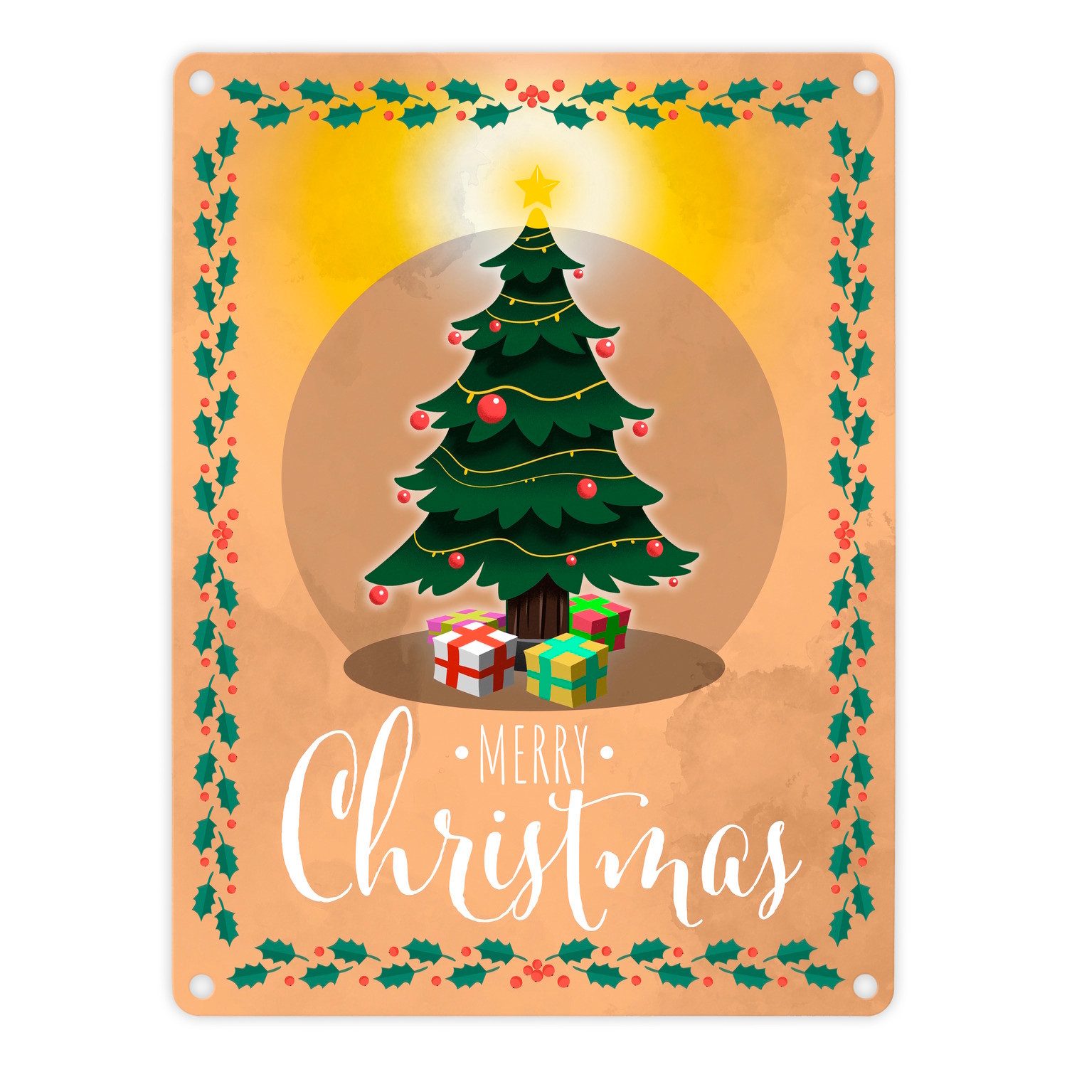 Metallschild Merry Christmas Metallschild in 15x20 cm mit andächtigem