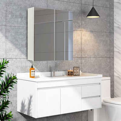 CLIPOP Badezimmerspiegelschrank Wandschrank 2-Türiger Hängeschrank, Aufbewahrungsschrank für Badezimmer