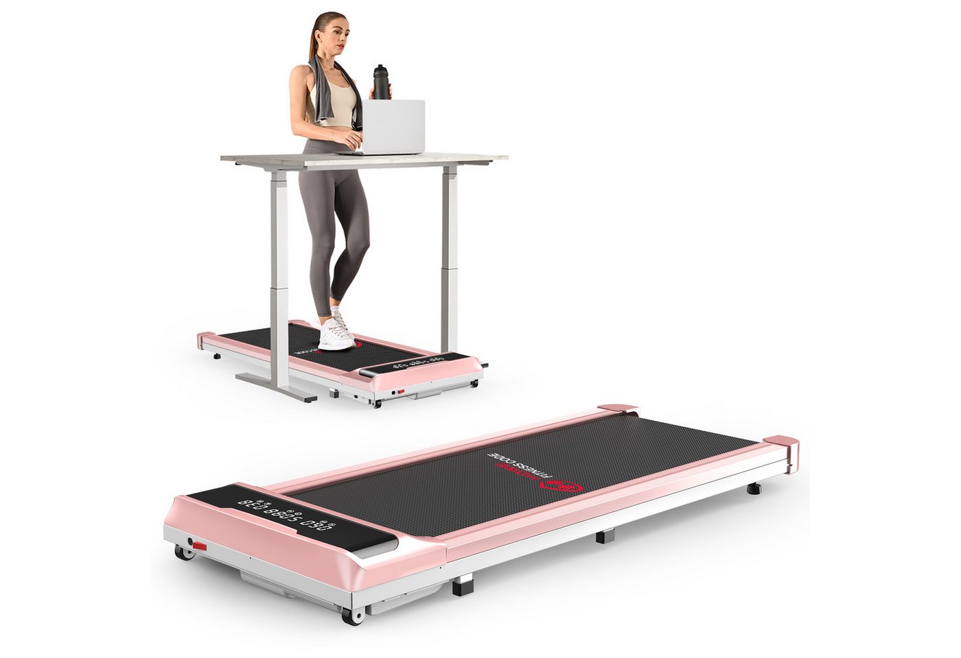 HOMEFITNESSCODE Laufband Tragbares Laufbänder – 2-in-1-Walkingpad Elektrisch (Transportrollen – Lauffläche 39 x 97 cm – Bis 120KG), 1–10 km/h einstellbar – Bürstenloser Motor 2,5 PS – mit LED-Display