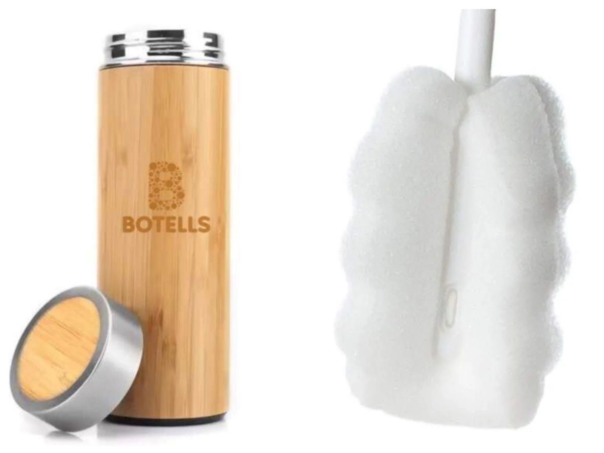 Botells Thermoflasche Isolierflasche Bambus & Edelstahl, Teesieb, 500 ml, auslaufsicher, lebensmittelechter Edelstahl, nachhaltig Ressourcen sparend, 0,5l