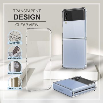 Nalia Smartphone-Hülle Samsung Galaxy Z Flip4, Klare Transparente Hülle / Harte Rückseite & Verstärkter Silikon Rand