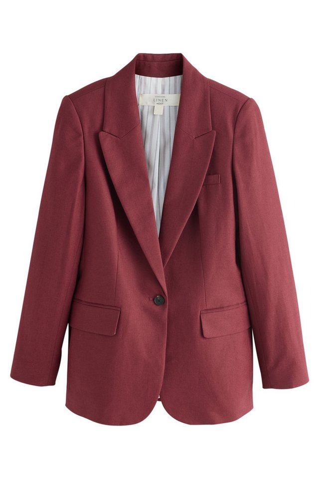 Next Jackenblazer Einreihiger Blazer mit Leinenanteil, Kurzgröße (1-tlg)