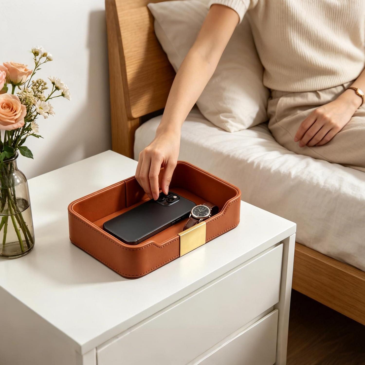 LuxusKollektion Organizer Leder-Tablett Organizer orange (1 St)