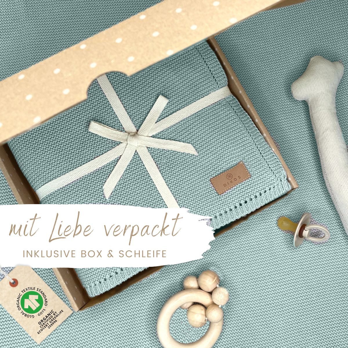 Babydecke DIKOS® Baby Decke für Neugeborene aus *100%* Bio Baumwolle, DIKOS, Kuscheldecke PREMIUM Qualität Geschenk zur Geburt, atmungsaktiv, clean