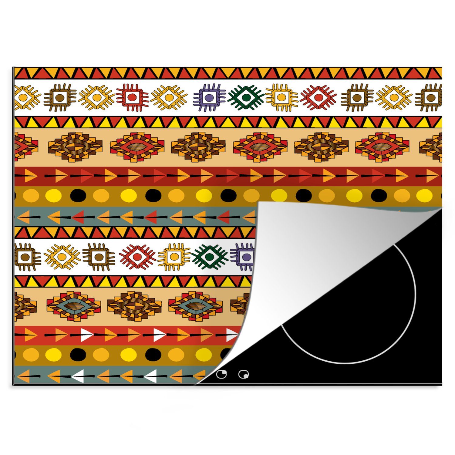 MuchoWow Herdblende-/Abdeckplatte Maya - Muster - Lateinamerika, Vinyl, (1 tlg), 60x52 cm, Mobile Arbeitsfläche nutzbar, Ceranfeldabdeckung