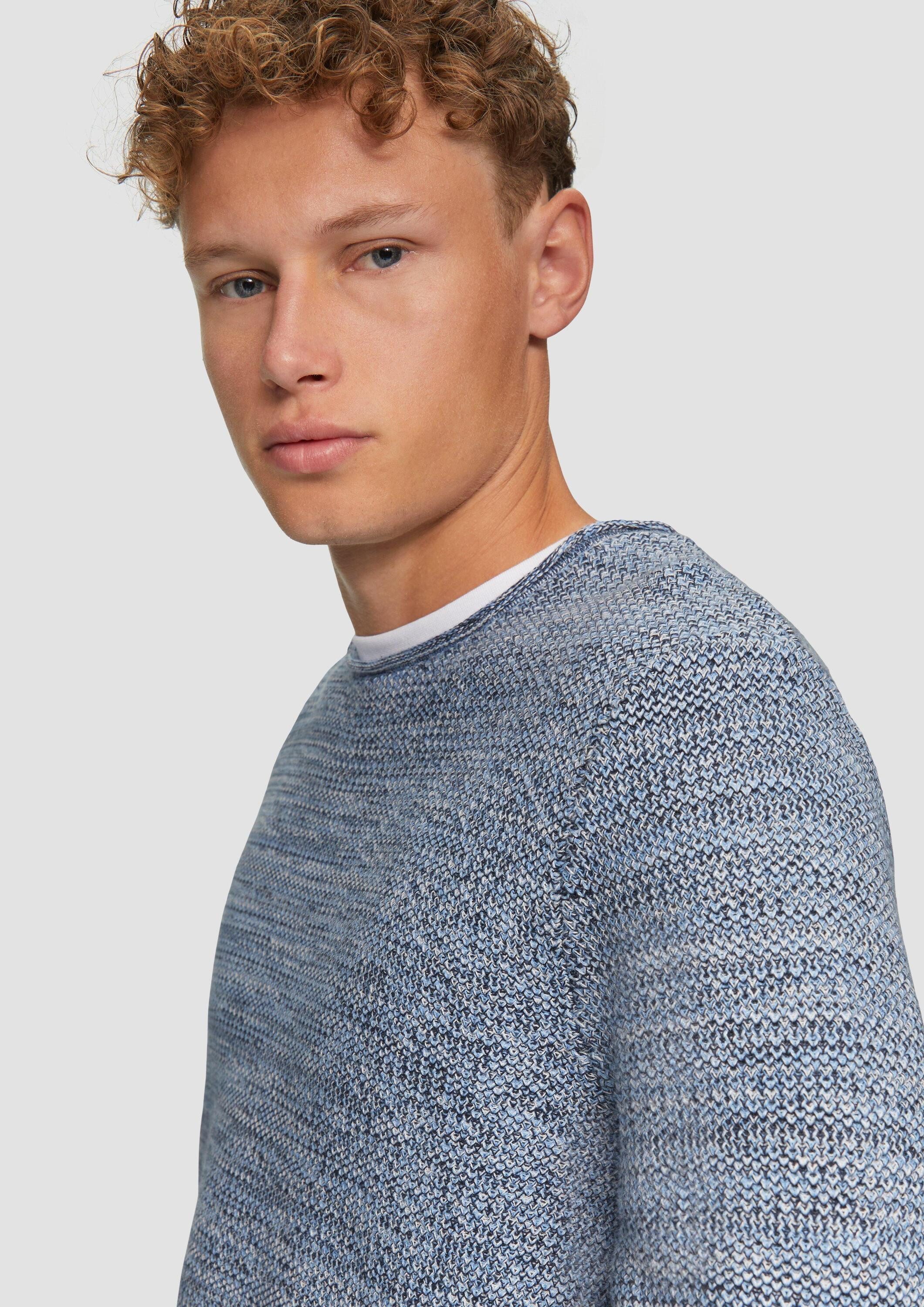 QS Longpullover Strickpullover Melierter Strickpullover mit Layering-Detail