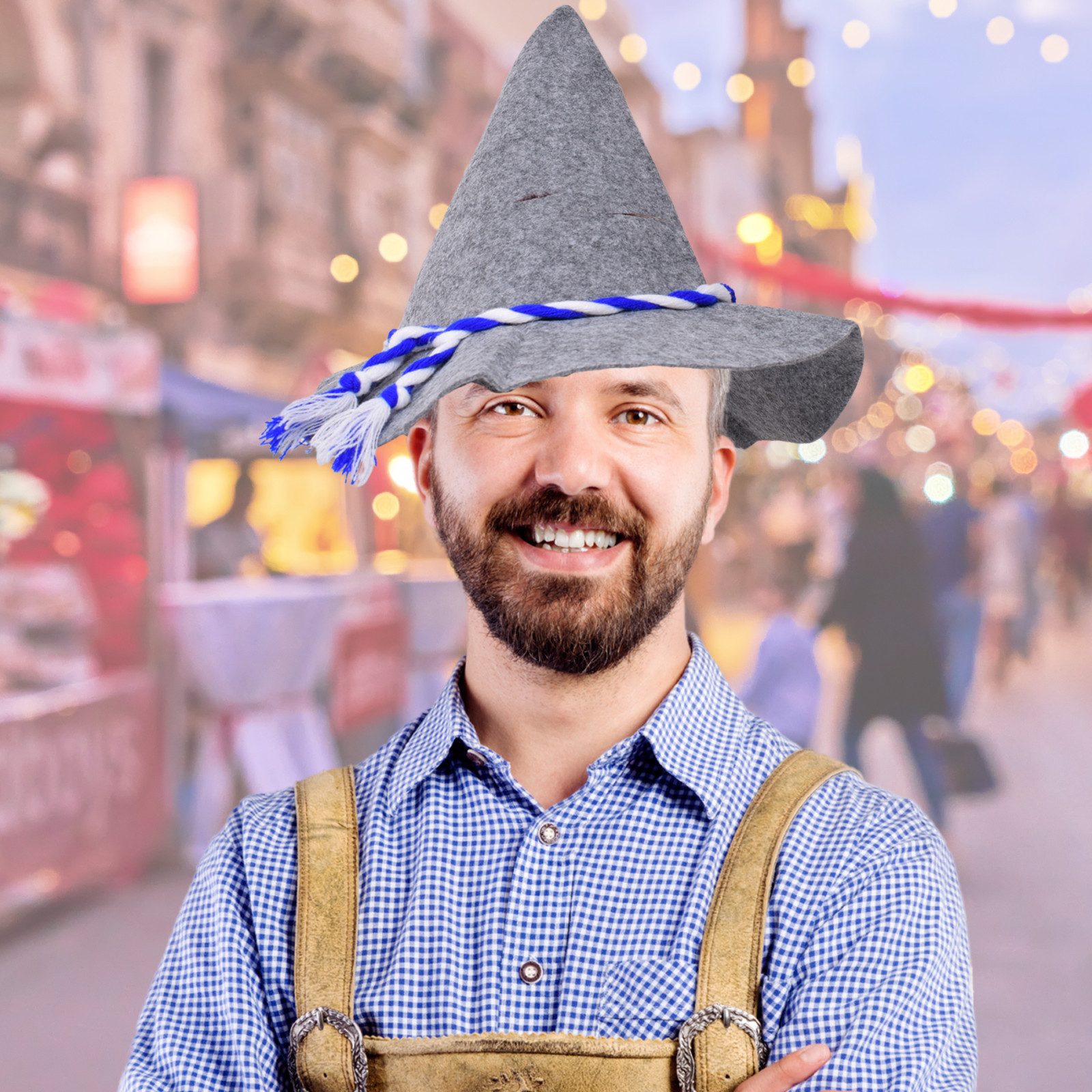 TE-Trend Trachtenhut Seppelhut Wiesn Hut Traditionell mit Kordel (10-St) Ideal für Fasching oder Karneval