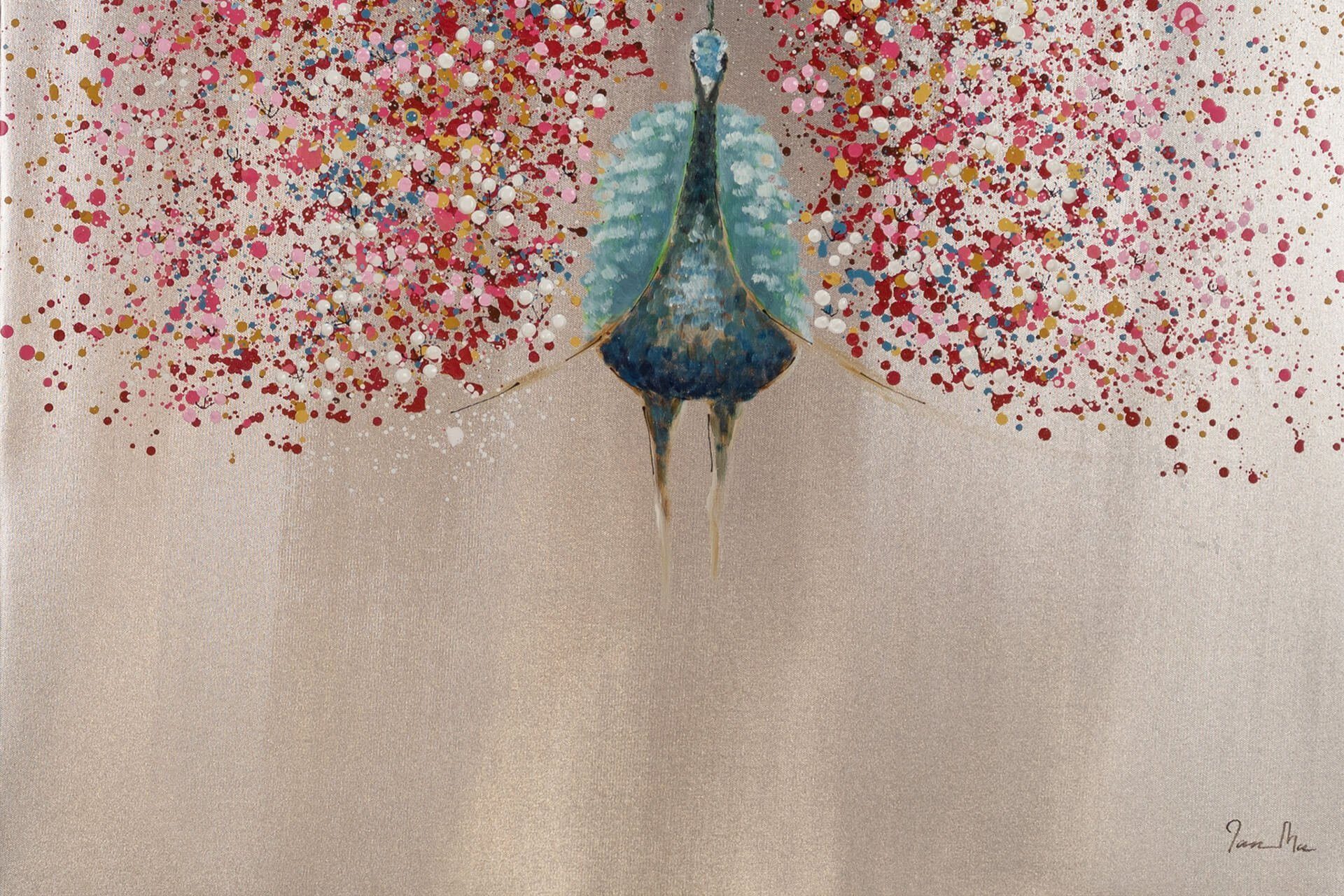 Leinwandbild des Vogel Gemälde 80x120 Frühlings KUNSTLOFT 100% cm, HANDGEMALT Wandbild Wohnzimmer