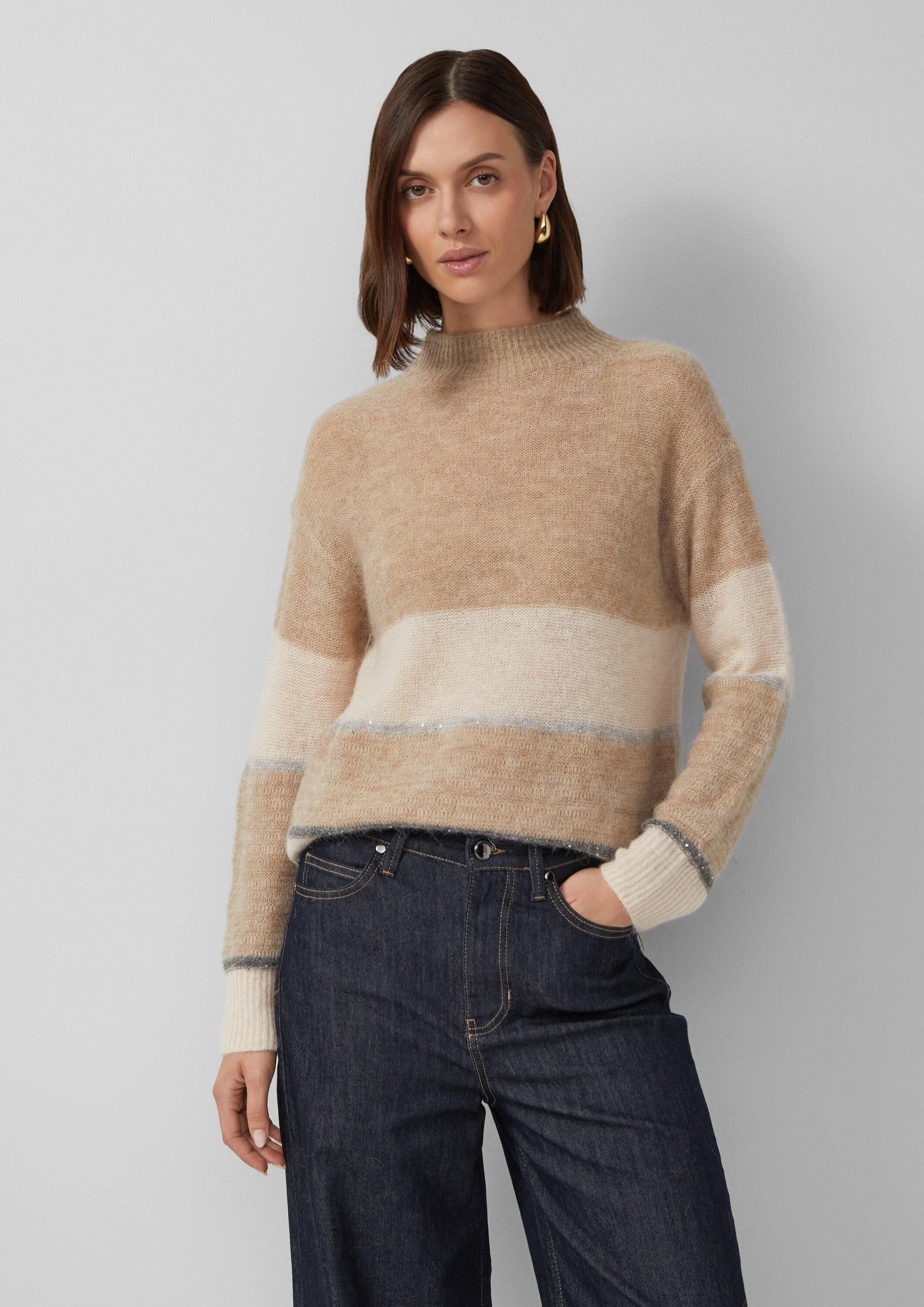 s.Oliver Longpullover Strickpullover Pullover mit Colour-Blocking und Paill günstig online kaufen