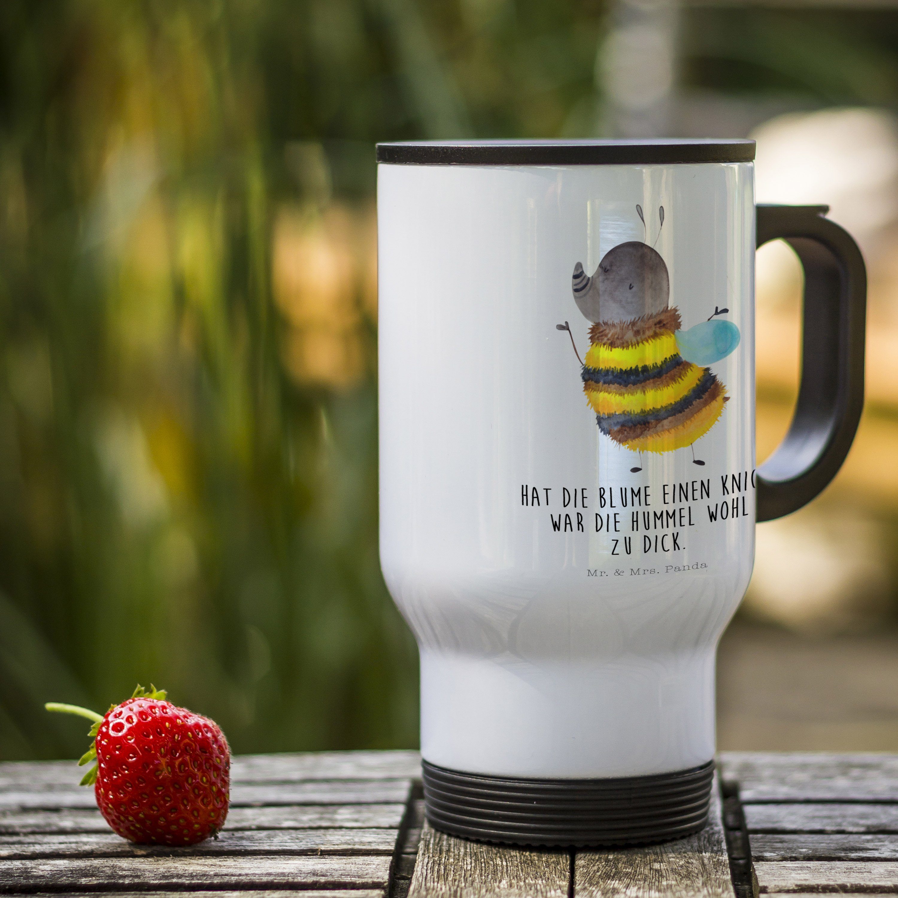 & Gute - Mr. Hummel mit - Mrs. Deckel, Geschenk, Tasse Lau, Weiß Biene, Edelstahl Thermobecher Panda flauschig