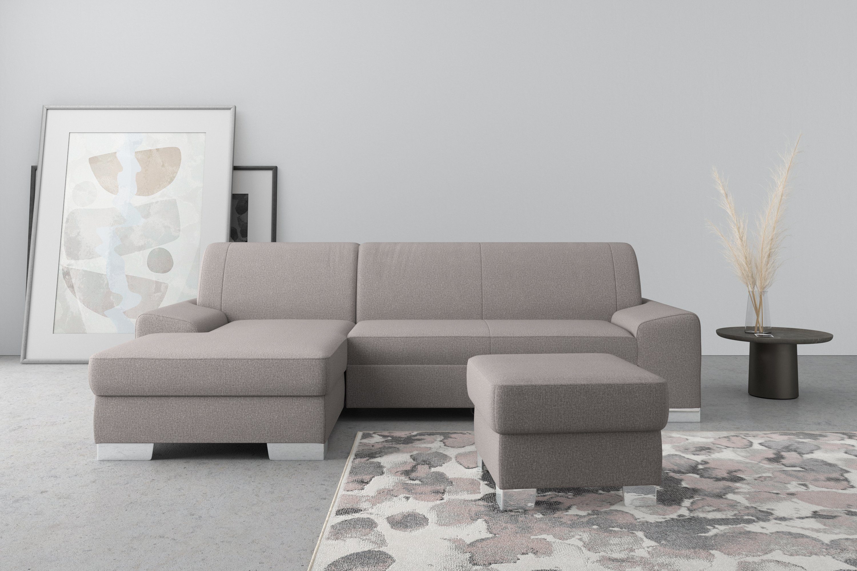 DOMO collection Ecksofa Anzio, wahlweise mit Bettfunktion und Federkern,  Recamiere links oder rechts bestellbar