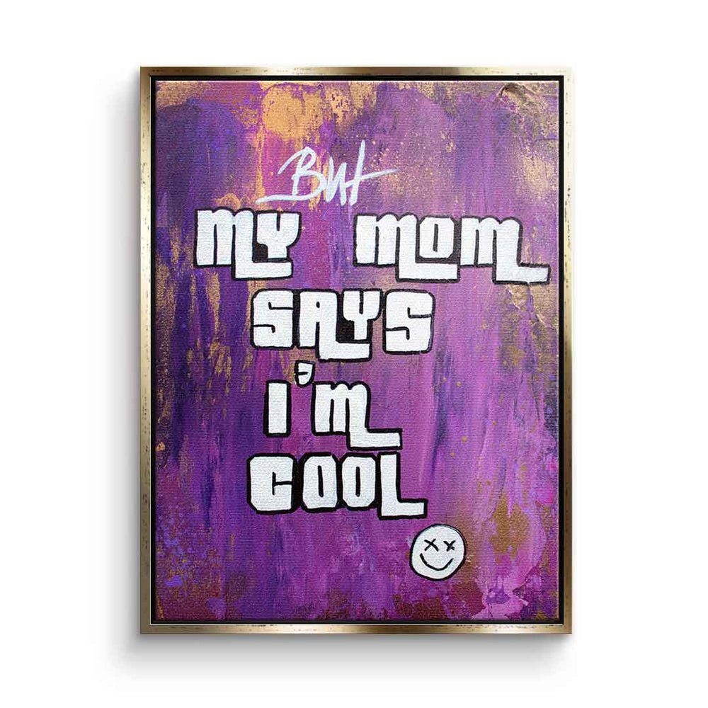 cool silberner DOTCOMCANVAS® Quote Leinwandbild, i´m Mom pr Rahmen lila Motivation my mit Leinwandbild GTA says Mom
