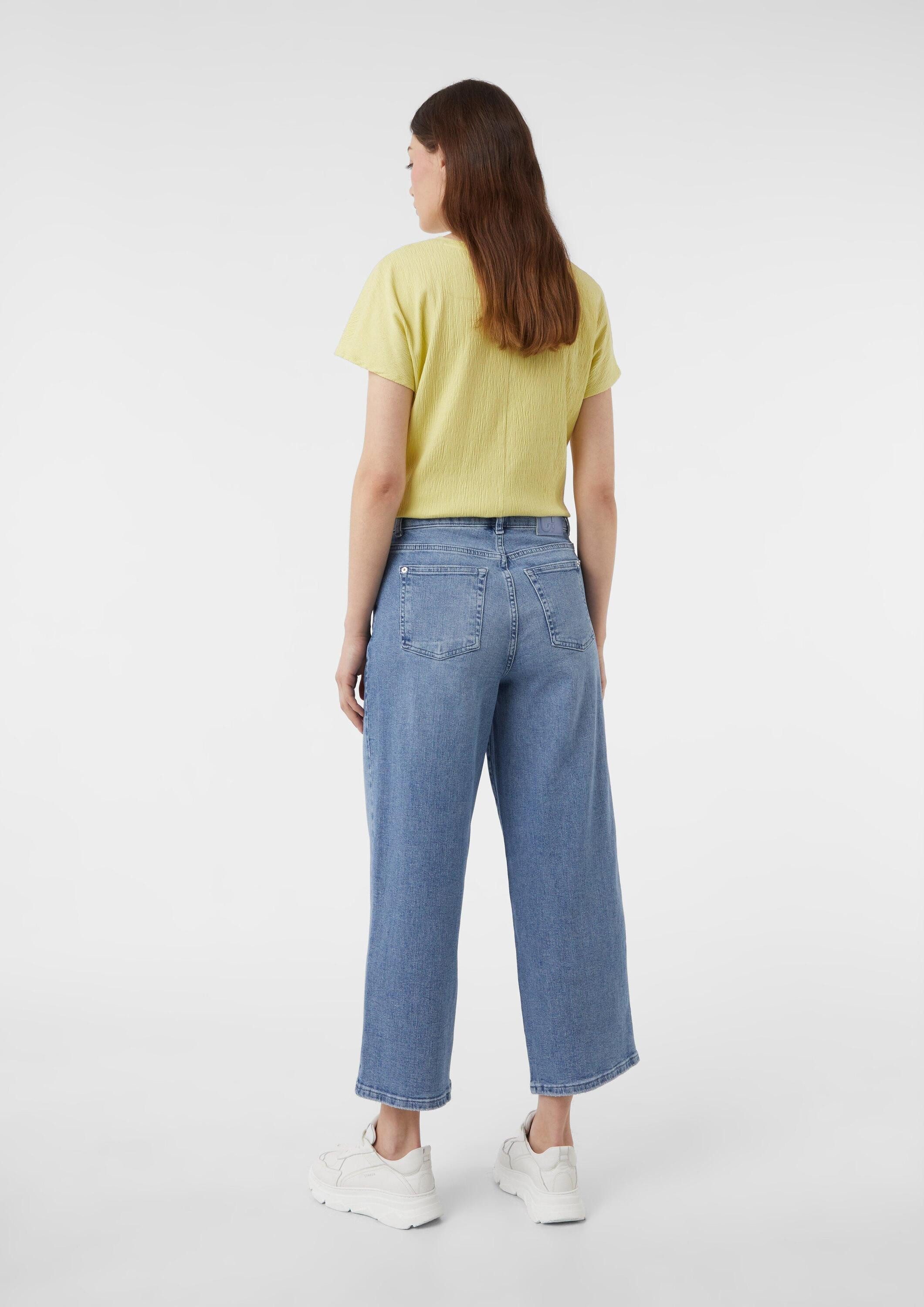 comma Weite Jeans Jeans-Hose Jeans-Culotte mit Waschung