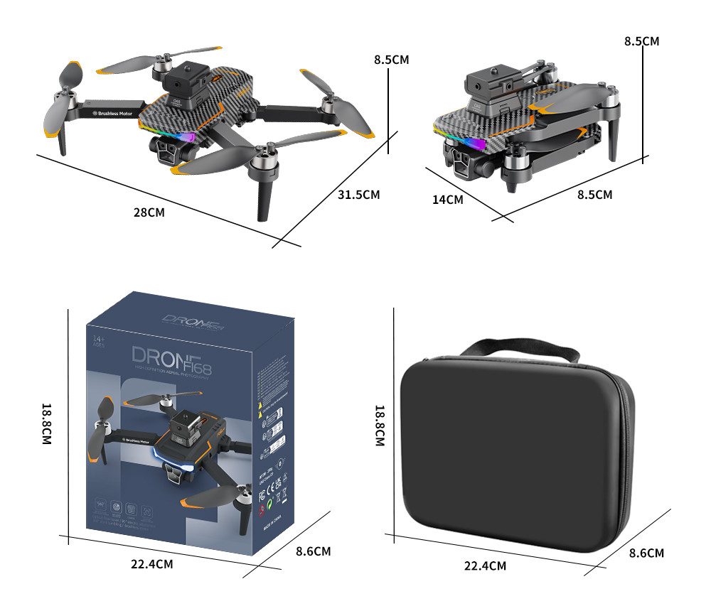 FACEGLE Klappdrohne mit 360° Hindernisvermeidung, Bürstenloser Motor Drohne (Dreifachkamera, 50-facher Zoom & 25 Min. Flugzeit)