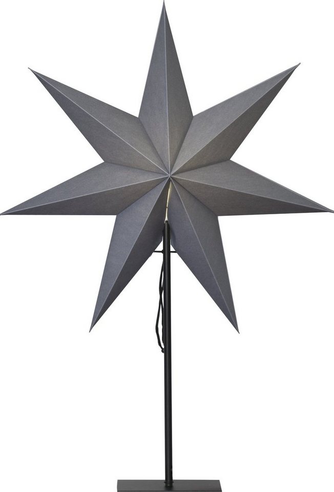 STAR TRADING LED Stern Papierstern Weihnachtsstern stehend 7-zackig 75cm E14  inkl. Kabel grau